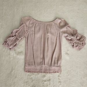 Pink Ruffle Top Coco Bianco Size S Feminine Bohemian Cottagecore Pastel Coquette
